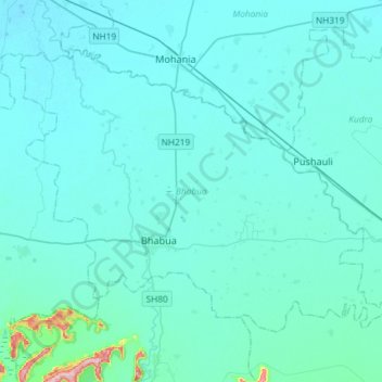 Bhabua topographic map, elevation, terrain