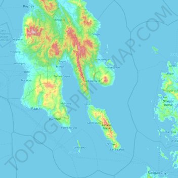 Southern Leyte topographic map, elevation, terrain