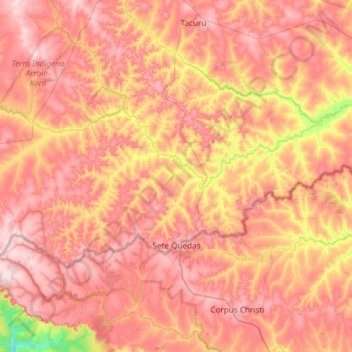 Sete Quedas topographic map, elevation, terrain