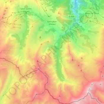 Saint-Jean-d'Arves topographic map, elevation, terrain