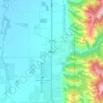 Afton topographic map, elevation, terrain