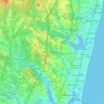 Wall Township topographic map, elevation, terrain