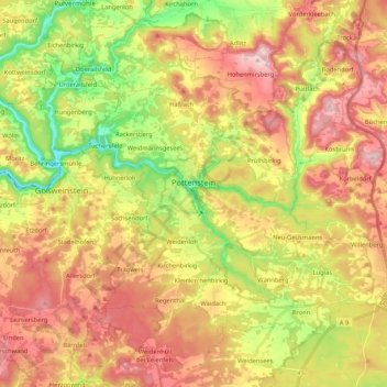 Pottenstein topographic map, elevation, terrain