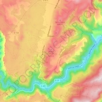 Rogues topographic map, elevation, terrain