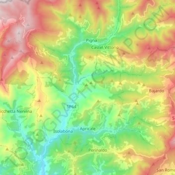 Apricale topographic map, elevation, terrain