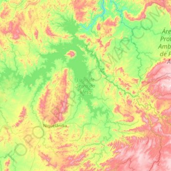 Lago de Serra da Mesa topographic map, elevation, terrain