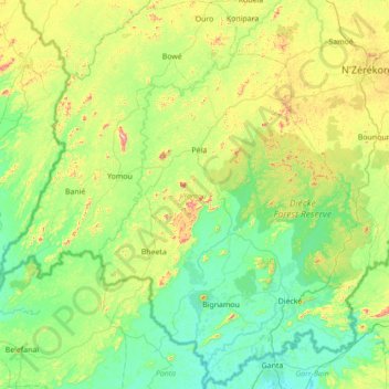 Yomou Prefecture topographic map, elevation, terrain