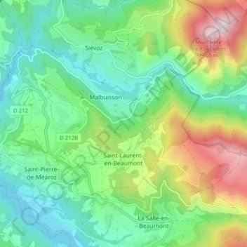 Saint-Laurent-en-Beaumont topographic map, elevation, terrain