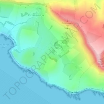 Kimmeridge topographic map, elevation, terrain