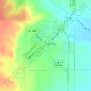 Roaring Springs topographic map, elevation, terrain