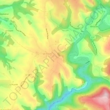 Le Travet topographic map, elevation, terrain