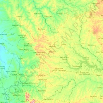 Caaguazú topographic map, elevation, terrain