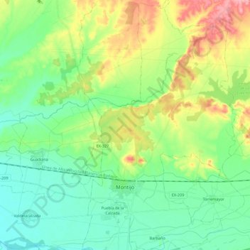 Montijo topographic map, elevation, terrain