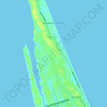 Southern Shores topographic map, elevation, terrain