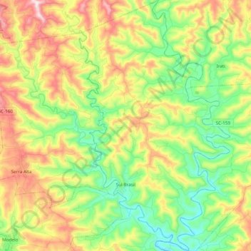 Sul Brasil topographic map, elevation, terrain