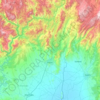 Kozan topographic map, elevation, terrain