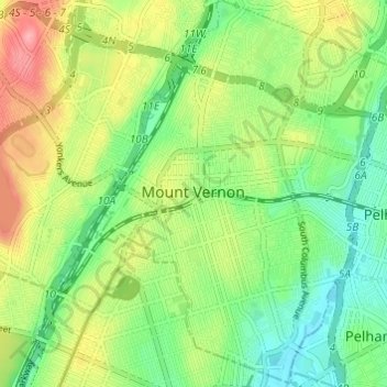 City of Mount Vernon topographic map, elevation, terrain