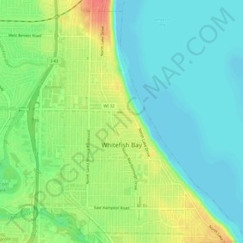 Whitefish Bay topographic map, elevation, terrain