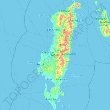Tablas Island topographic map, elevation, terrain