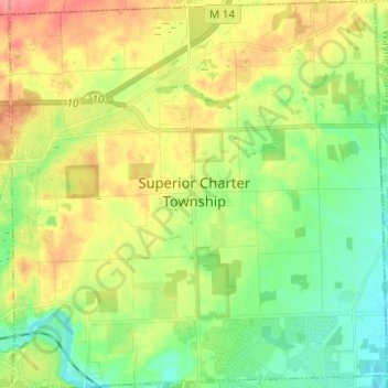 Superior Charter Township topographic map, elevation, terrain