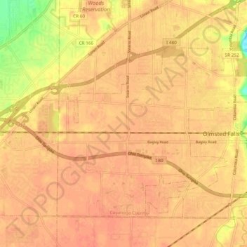 Olmsted Township topographic map, elevation, terrain