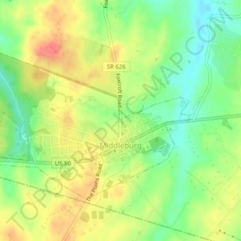 Middleburg topographic map, elevation, terrain