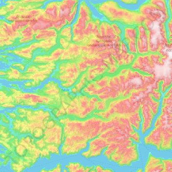 Sunnfjord topographic map, elevation, terrain