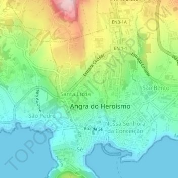 Angra do Heroísmo topographic map, elevation, terrain