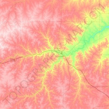 Kimble County topographic map, elevation, terrain