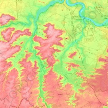 Mennecy topographic map, elevation, terrain