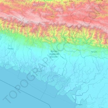 Lorentz National Park topographic map, elevation, terrain