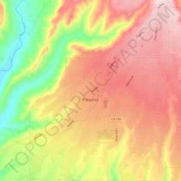 Paradise topographic map, elevation, terrain