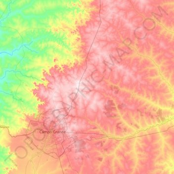 Jaraguari topographic map, elevation, terrain