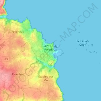 Saint-Quay-Portrieux topographic map, elevation, terrain