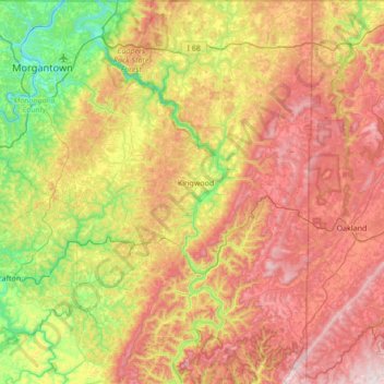 Preston County topographic map, elevation, terrain