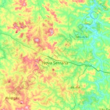 Nova Serrana topographic map, elevation, terrain