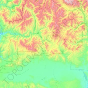 Camas County topographic map, elevation, terrain