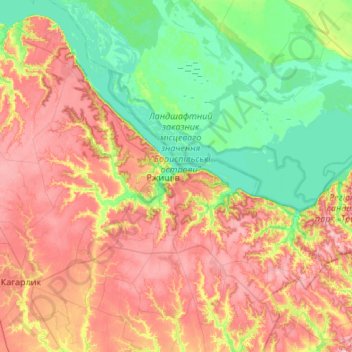 Ржищівська міська громада topographic map, elevation, terrain