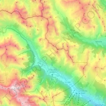 Le Monêtier-les-Bains topographic map, elevation, terrain