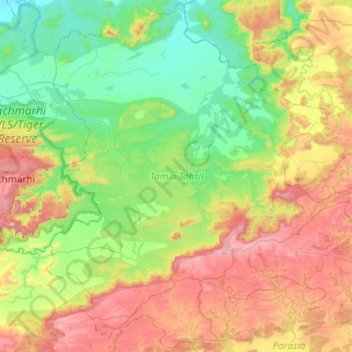 Tamia Tahsil topographic map, elevation, terrain