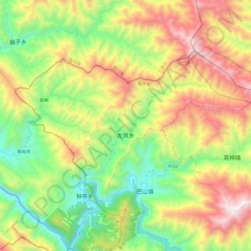 左岚乡 topographic map, elevation, terrain