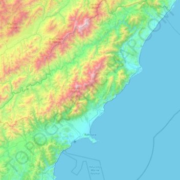 Kaikōura topographic map, elevation, terrain