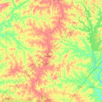 Chambers County topographic map, elevation, terrain