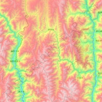 徐中乡 topographic map, elevation, terrain