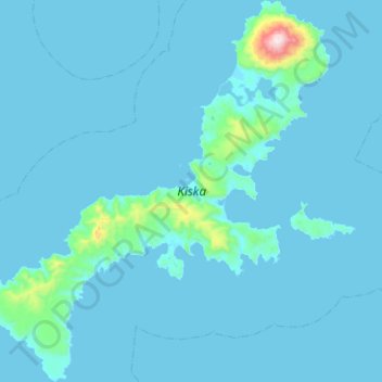Kiska Island topographic map, elevation, terrain