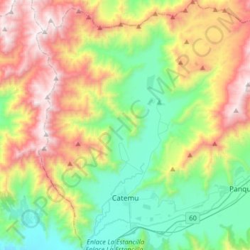 Catemu topographic map, elevation, terrain