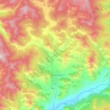 Балыктуюль topographic map, elevation, terrain