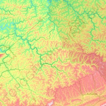 Buchanan County topographic map, elevation, terrain