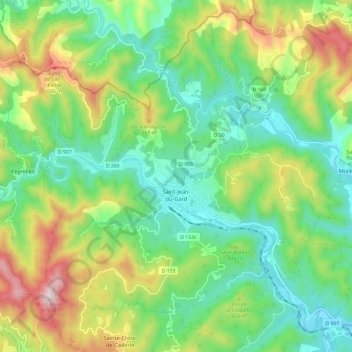 Saint-Jean-du-Gard topographic map, elevation, terrain
