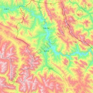 吉多乡 topographic map, elevation, terrain